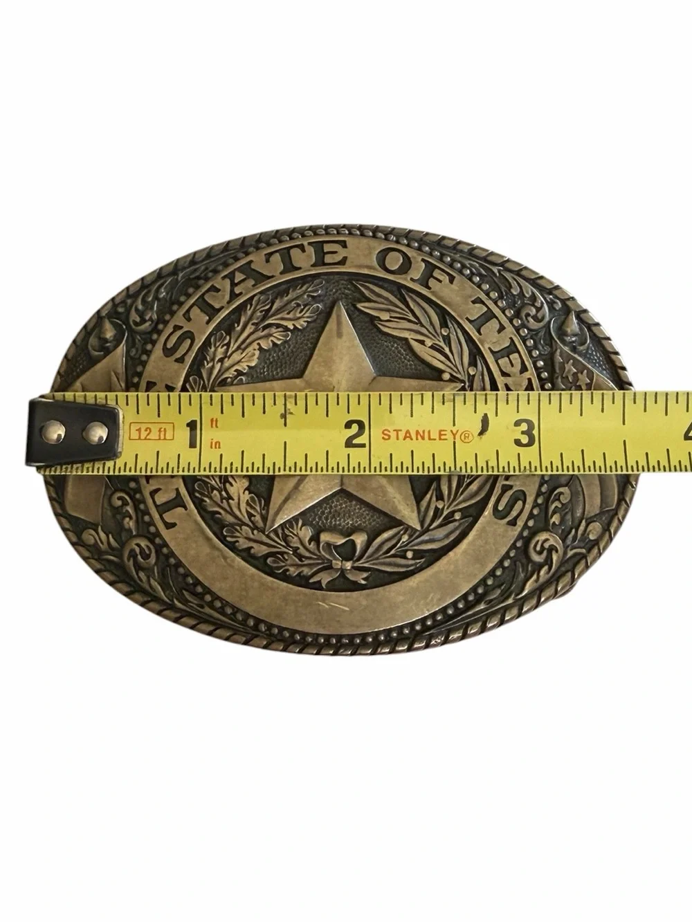 Vintage Tony Lama State If Texas Brass Belt Buckle Lone Star Western